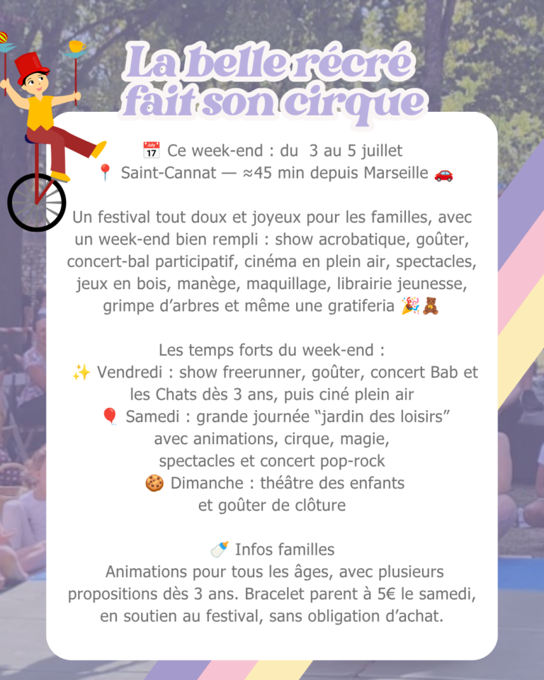 Que faire à Marseille avec des enfants ce week-end ? Les sorties famille des 4 et 5 juillet 2026